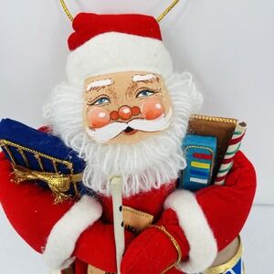 Christmas Corner Vintage Santa Claus With Gifts 11" tall Hanging